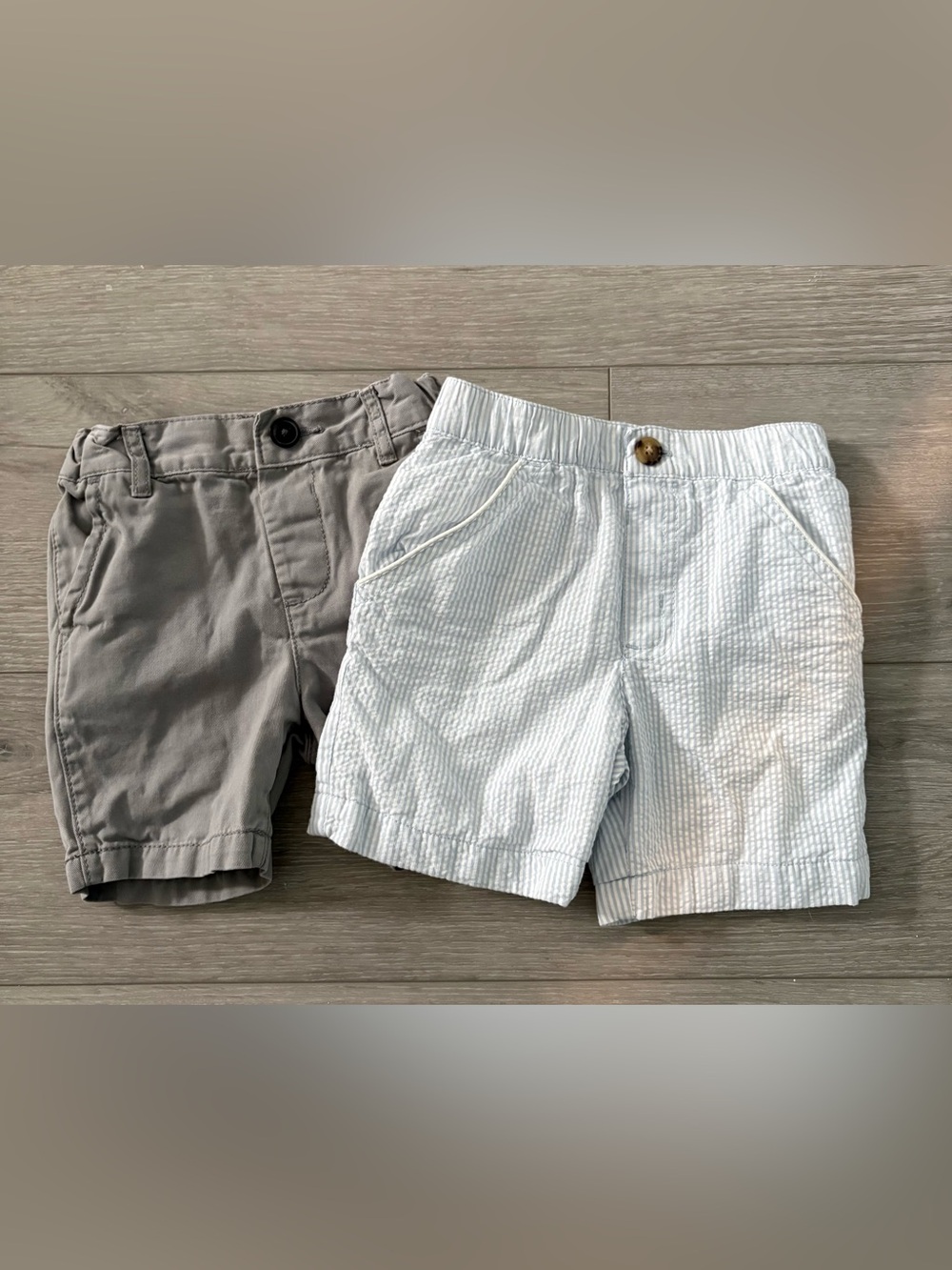 Tommy Bahama Light Blue White Shorts with Gray Utility Shorts. Boys 2T